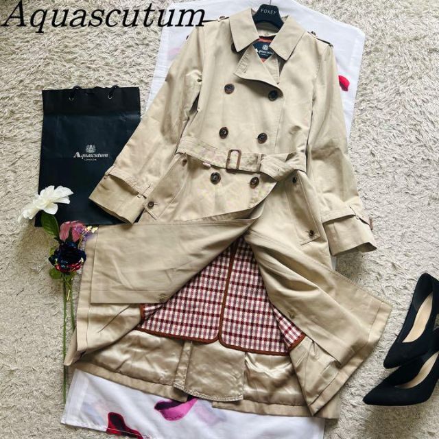 美品/Aquascutum/ステンカラーコート/ライナー/ベルト/ベージュ