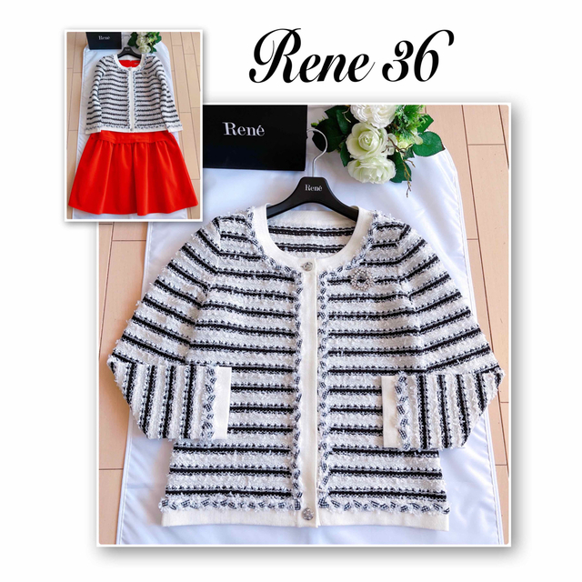 2019年☆美品☆Rene ルネ☆リボンブローチ付き ワンピース☆36