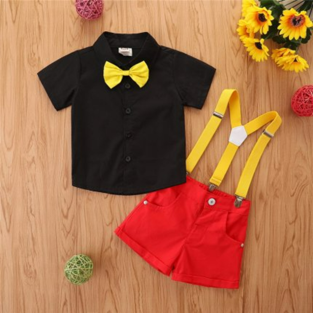 キッズ 子供 ミッキー 風 シャツ ズボン サスペンダー 蝶ネクタイ 4点セット Amazon.co.jp: [MTP & Style] ミッキー風 キッズ コーデ