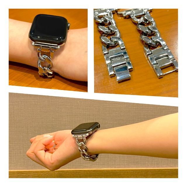 Apple Watch アップル　チェーンバンド シルバー 45mm メンズの時計(金属ベルト)の商品写真