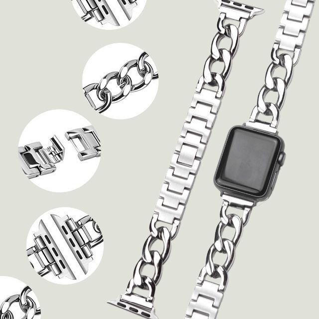 Apple Watch アップル　チェーンバンド シルバー 45mm メンズの時計(金属ベルト)の商品写真