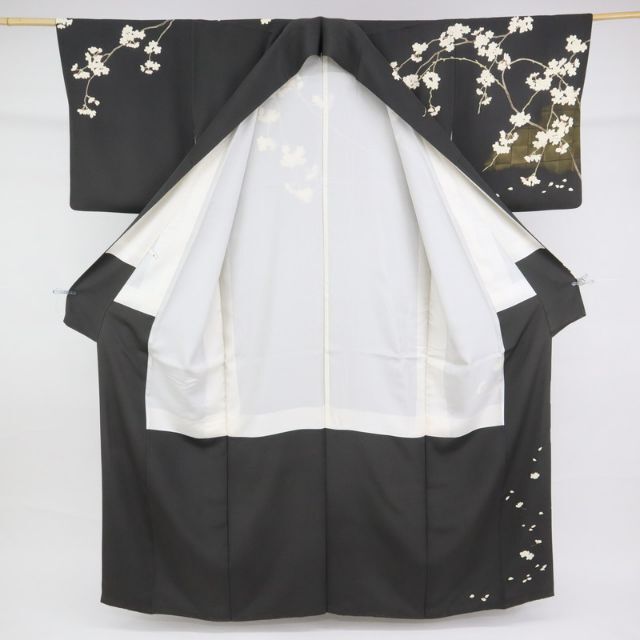 《長尺■訪問着■絢爛豪華◆金屏風に桜の模様■黒茶色◆袷正絹着物◆HC1-3》 レディースの水着/浴衣(着物)の商品写真