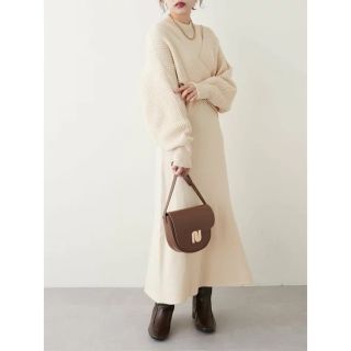 ナチュラルクチュール(natural couture)のnatural couture クロスニット+ノースリーブワンピースセット(ロングワンピース/マキシワンピース)