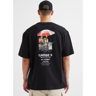 エイチアンドエム(H&M)のH&Mメンズ　リラックスフィットコットンTシャツ ブラック　サイズM(Tシャツ/カットソー(半袖/袖なし))