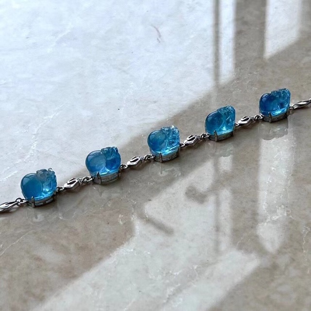 天然】アクアマリン ブレスレット 12*9mm-