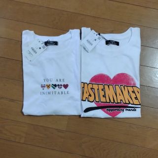 ベルシュカ(Bershka)の新品未使用　ベルシュカ　白Ｔ　プリントＴシャツ　ハート柄　Ｌ(Tシャツ(長袖/七分))