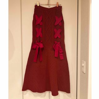 メリージェニー(merry jenny)の【💞最終値下げ】メリージェニー　ribbon ribbon knit skirt(ロングスカート)