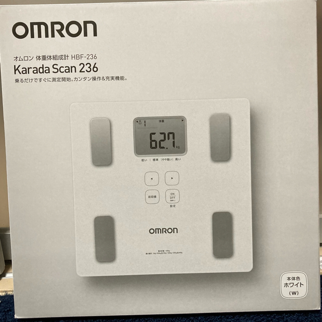 OMRON(オムロン)の値下げ！オムロンカラダスキャンHBF-236 ホワイト スマホ/家電/カメラの美容/健康(体重計/体脂肪計)の商品写真