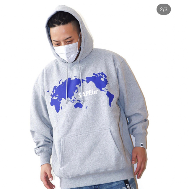 SAPEur サプール WORLD MAP HOODIE  パーカー スウェット