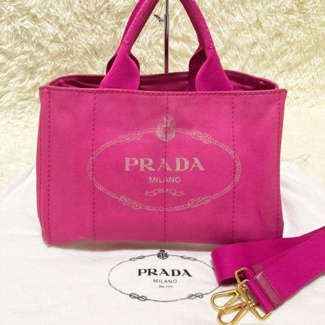 〇〇PRADA プラダ トートバッグ キャンバス カナパ 1BG439 ピンク