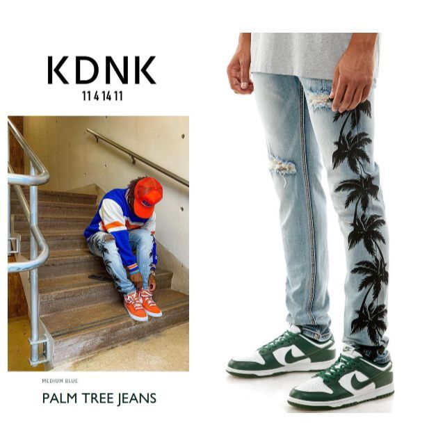 KDNK ケーディーエヌケー PALM TREEストレッチデニム 38 メンズのパンツ(デニム/ジーンズ)の商品写真