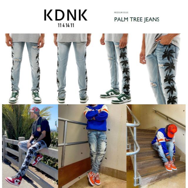 KDNK ケーディーエヌケー PALM TREEストレッチデニム 38 メンズのパンツ(デニム/ジーンズ)の商品写真