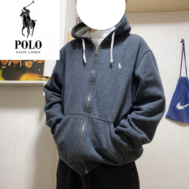 POLO JEANS パーカー フーディー サイズS ネイビー - パーカー