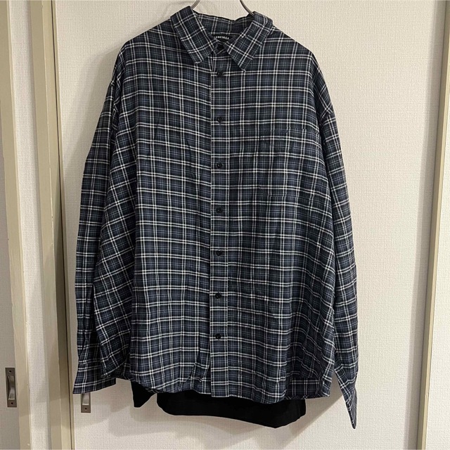 高級】バレンシアガ 長袖シャツ ドッキング 異素材 コットン M〜L-