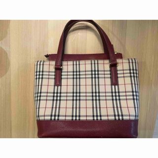 バーバリー(BURBERRY)のBURBERRY バーバリー  レザー  ベージュ ボルドー レッド レディース(トートバッグ)