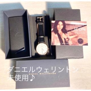 ダニエルウェリントン(Daniel Wellington)の【未使用！人気！】ダニエルウェリントン　腕時計　ブラックレザー(腕時計(アナログ))