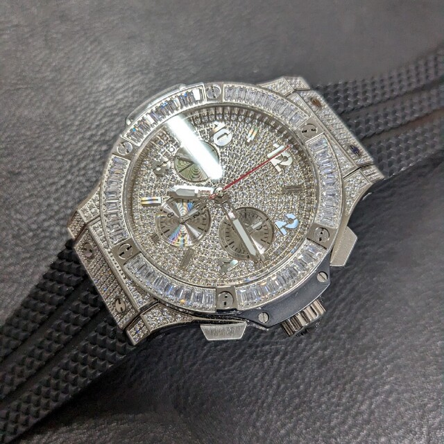 iced out 自動巻き クロノグラフ 中華ETA7753 時計 ラッパー