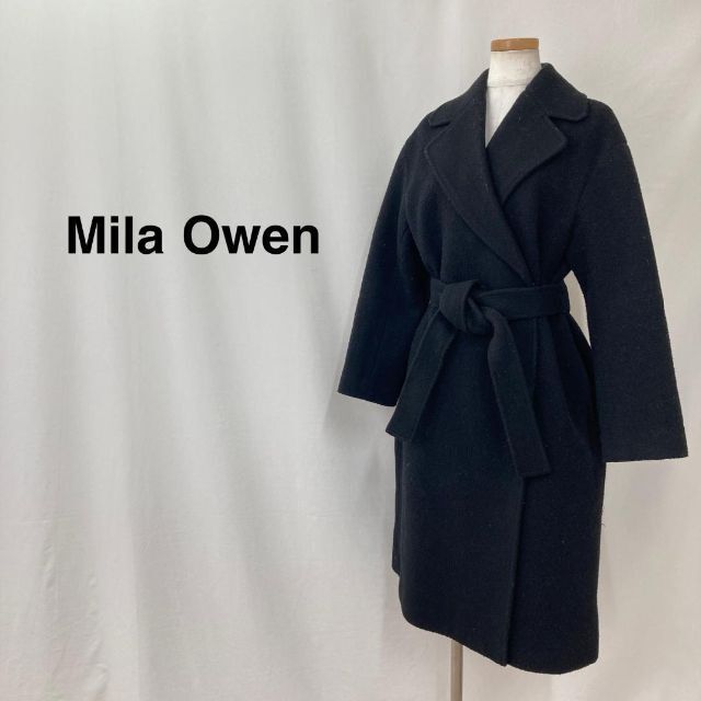 Mila Owen ミラオーウェン ロングラップコート ブラック レディース