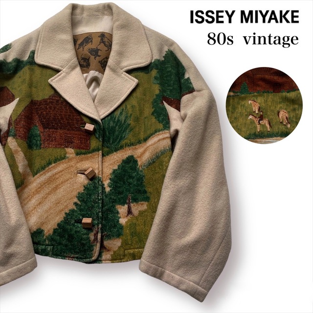 超希少 ISSEY MIYAKE vintage 80s風景絵画ウールジャケット