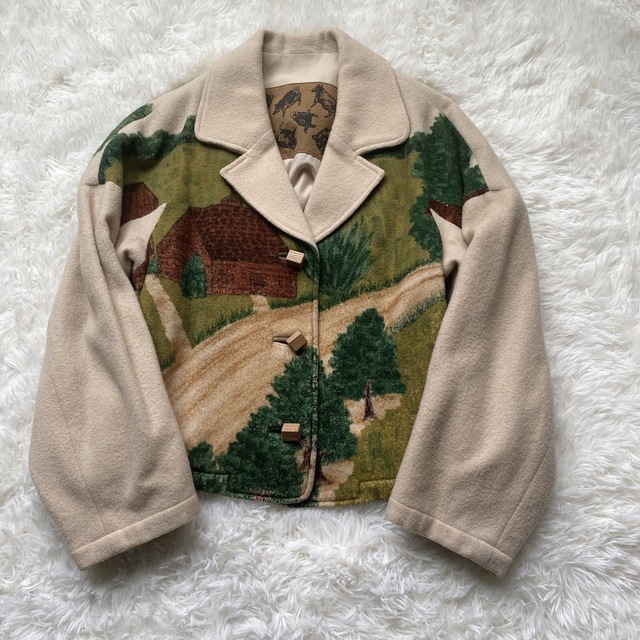 超希少 ISSEY MIYAKE vintage 80s風景絵画ウールジャケット