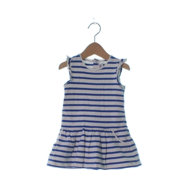 PETIT BATEAU(プチバトー)のPETIT BATEAU ワンピース（その他） 86 白x青(ボーダー) 【古着】【中古】 キッズ/ベビー/マタニティのキッズ服女の子用(90cm~)(ワンピース)の商品写真