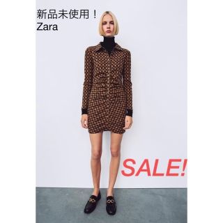 ザラ(ZARA)の総柄　ワンピース　Zara 新品未使用！(ミニワンピース)