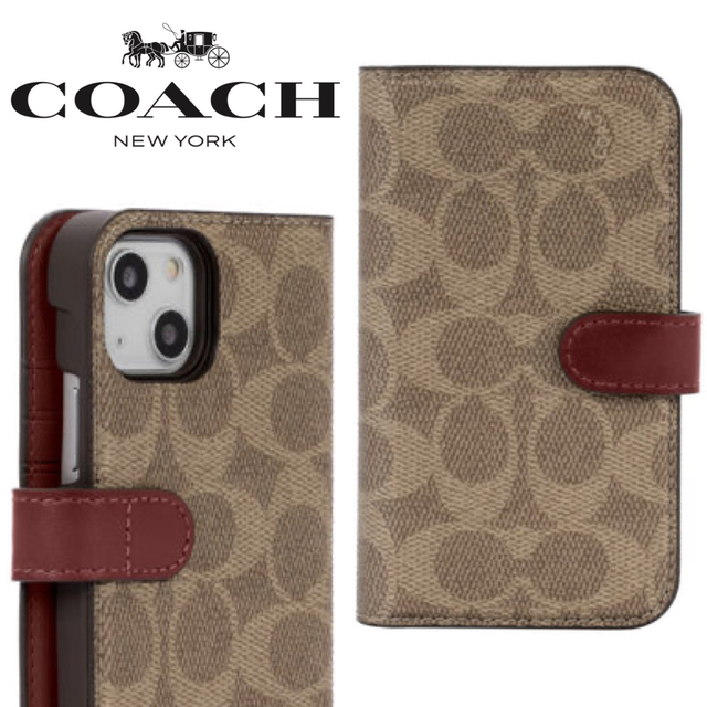 39新品⭐︎コーチ Coach 手帳型  iPhone14シリーズ ケース カーキ