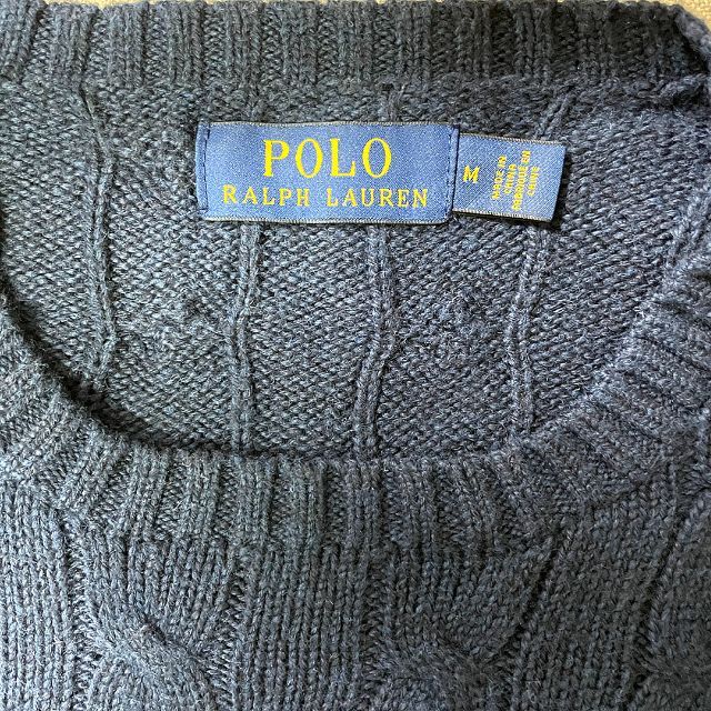 美品 POLO ラルフローレン ケーブルニット コットン ブラック M