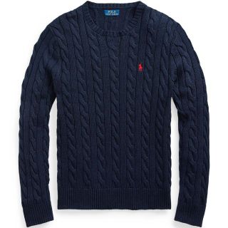 ポロラルフローレン(POLO RALPH LAUREN)の【美品】ポロ ラルフローレン ケーブルニット コットン セーター 紺 M(ニット/セーター)