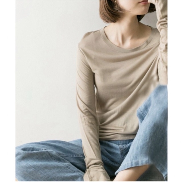 EDIT.FOR LULU(エディットフォールル)のbaserange bamboo long tee toffee モカベージュ レディースのトップス(カットソー(長袖/七分))の商品写真