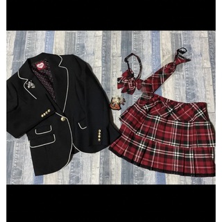 フォーマル　女の子　ブラック　レッドチェック　160 飾り2個　ネクタイ　リボン(ドレス/フォーマル)