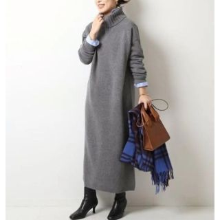 スピックアンドスパン(Spick & Span)のSpick & Spanスピックアンドスパン カシミヤ混ニットワンピース　グレー(ロングワンピース/マキシワンピース)