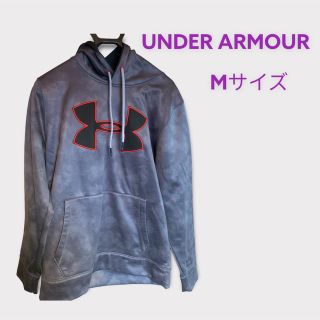 アンダーアーマー(UNDER ARMOUR)の良品 UNDER ARMOUR 総柄パーカー MD ビッグロゴ刺繍 プルオーバー(パーカー)