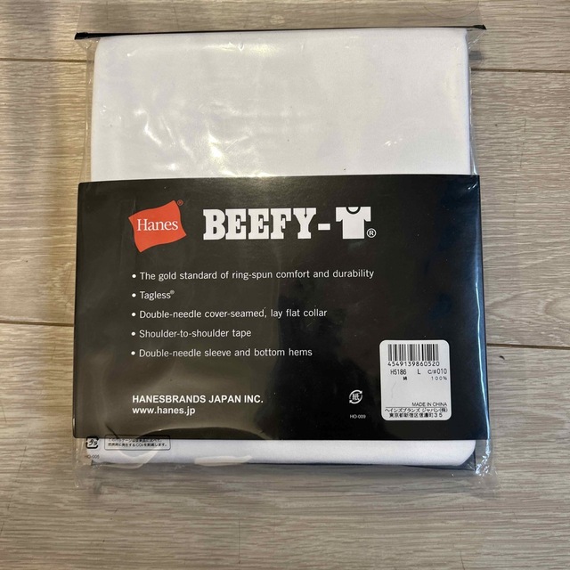 Hanes(ヘインズ)のたーさま専用BEEFY ロングTシャツ 白 L 新品未開封 メンズのトップス(Tシャツ/カットソー(七分/長袖))の商品写真