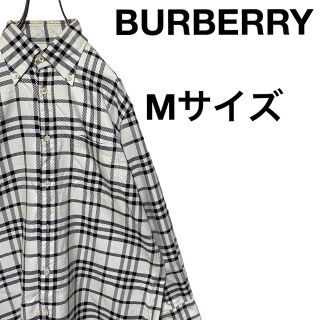 バーバリー(BURBERRY)のBURBERRY バーバーリー ボタンダウンシャツ チェック柄 Mサイズ 白黒(シャツ)