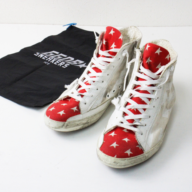 journal standard luxe購入 GOLDEN GOOSE ゴールデングース FRANCY 加工 星条旗 ハイカットスニーカー39【2400013148047】靴/シューズ