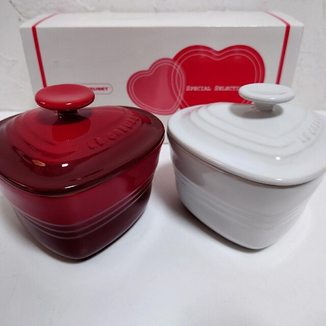 LE CREUSET(ルクルーゼ)のLE CREUSET ルクルーゼ ハートラムカン ダムール ココット セット インテリア/住まい/日用品のキッチン/食器(食器)の商品写真