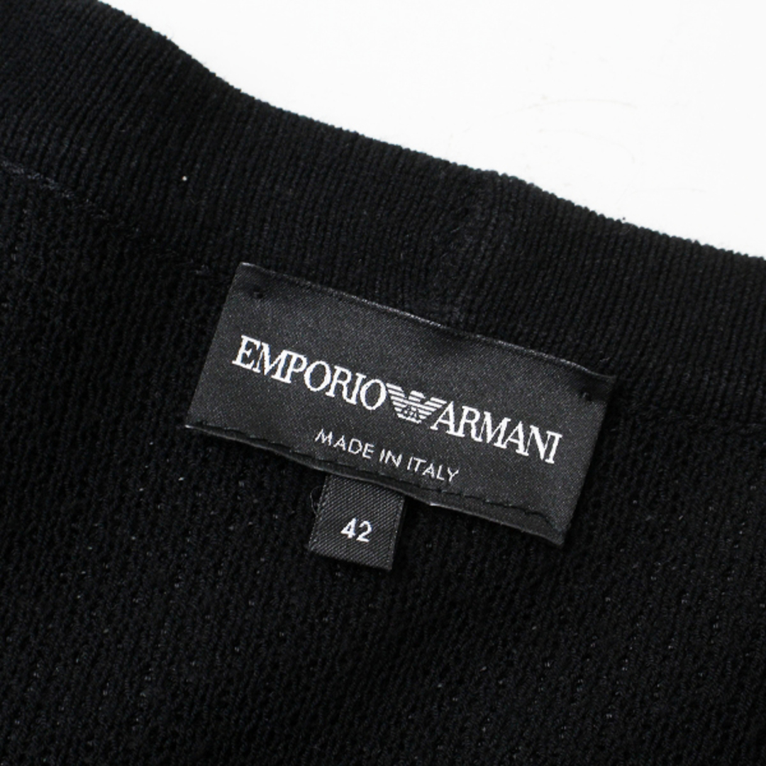 国内 EMPORIO ARMANI エンポリオ アルマーニ リボン装飾 ニットワンピース 42/ブラック ドレス【2400013160612】 レディースのワンピース(その他)の商品写真