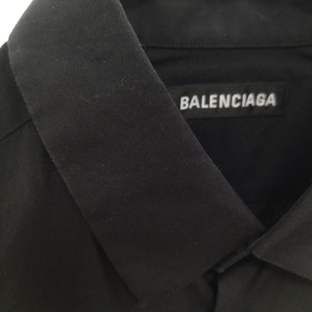 BALENCIAGA バレンシアガ ストレッチコットンプレーン長袖シャツ ブラック 409270 #dg2302