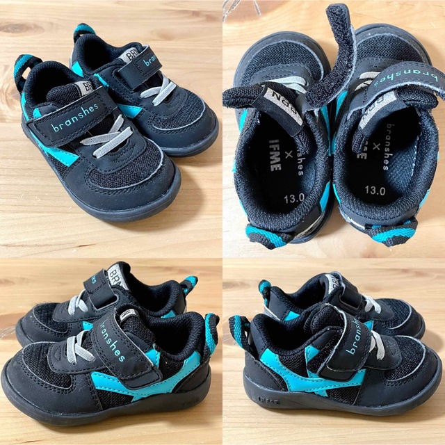 New Balance(ニューバランス)のニューバランス×1、ブランシェス×2、タキヒヨー×1 中古子供靴合計4足セット キッズ/ベビー/マタニティのベビー靴/シューズ(~14cm)(スニーカー)の商品写真