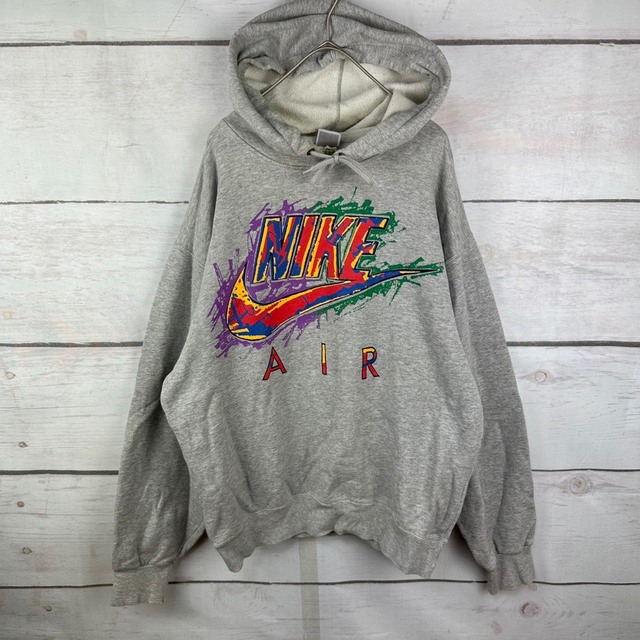 90s 古着 NIKE ナイキ　銀タグ　スウェットパーカー　ペイントデカロゴ