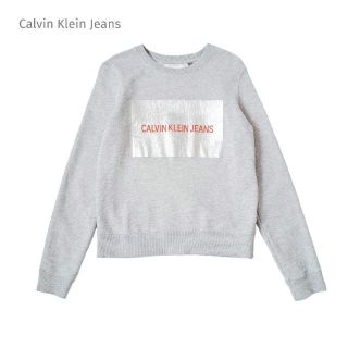 カルバンクライン(Calvin Klein)の美品 カルバンクラインジーンズ ボックスプリント スウェット ロゴ グレー(トレーナー/スウェット)