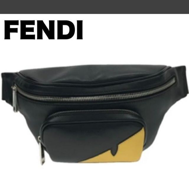 FENDI(フェンディ)のFENDI ウエストバッグ レザー 黒 バグズモンスター 7VA483 A9ZA メンズのバッグ(ウエストポーチ)の商品写真