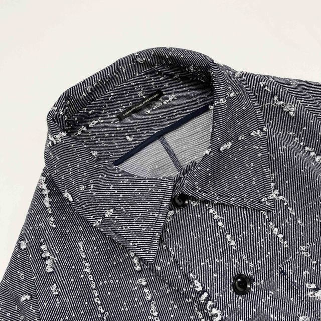 Y's HOLED JACQUARD DESGINED JACKET グレー紺2 4