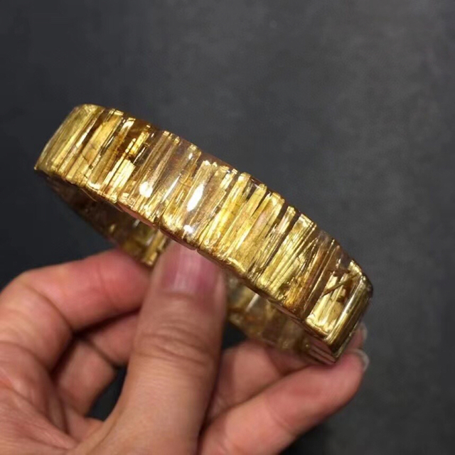 ⭐︎【天然】ゴールドタイチンルチル クォーツ ブレスレット バングル