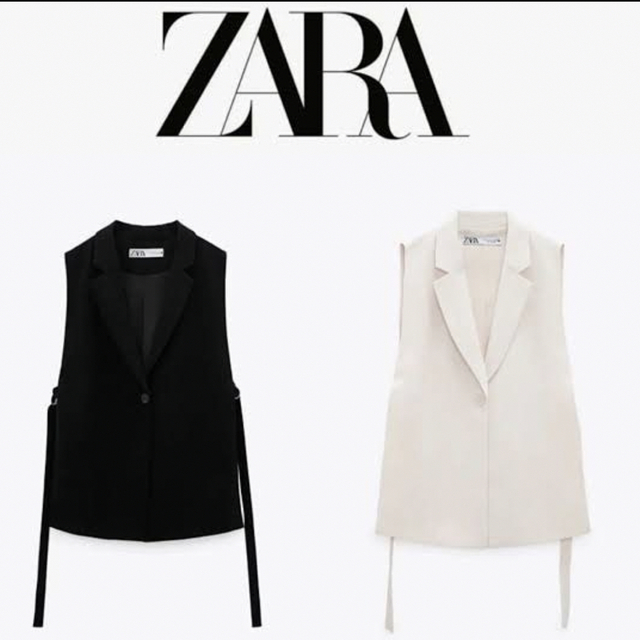 ZARA(ザラ)のZARA スリット入りベストブラック　L レディースのトップス(ベスト/ジレ)の商品写真