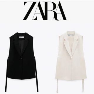 ザラ(ZARA)のZARA スリット入りベストブラック　L(ベスト/ジレ)