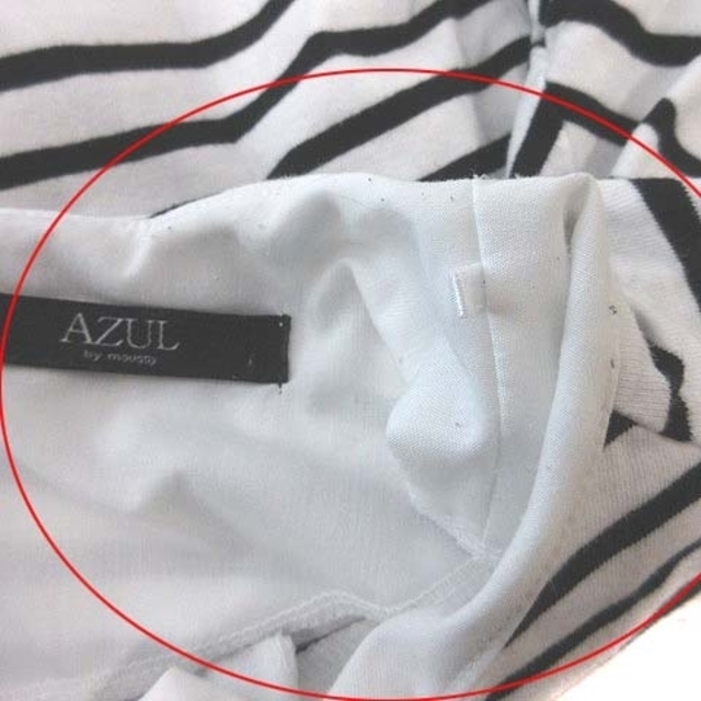 AZUL by moussy(アズールバイマウジー)のアズールバイマウジー カットソー 七分袖 チュニック丈 S 白 黒 ■MO レディースのトップス(その他)の商品写真