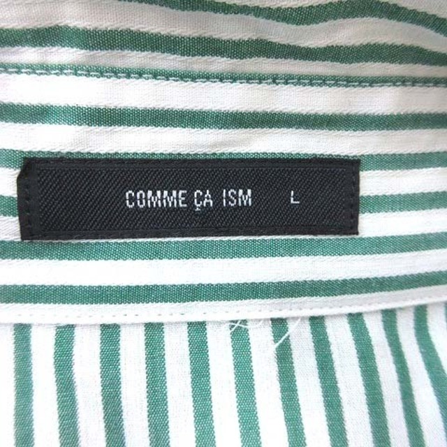 COMME CA ISM(コムサイズム)のコムサイズム シャツ 七分袖 オープンカラー ストライプ ラメ L 緑 ■MO レディースのトップス(その他)の商品写真