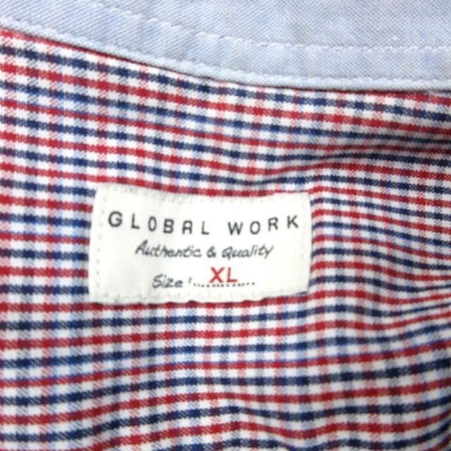 GLOBAL WORK(グローバルワーク)のグローバルワーク ボタンダウンシャツ チェック 長袖 XL 赤 レッド ■MO メンズのトップス(シャツ)の商品写真